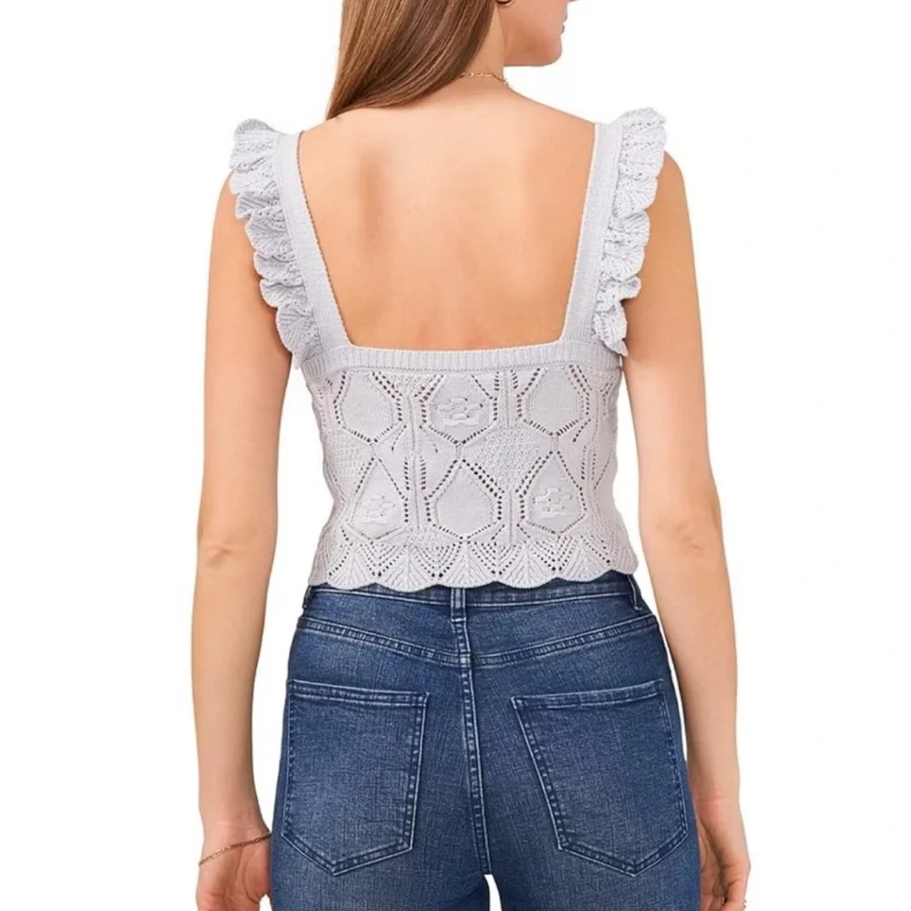 Chelsea & Violet Pointelle Stitched Scalloped Eyelet Knit Tank NWT